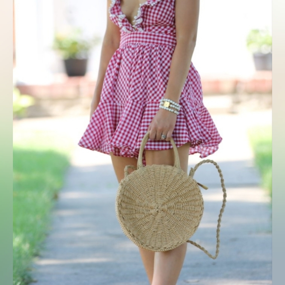 Red Gingham Ruffle Dress - Picture 4 of 5